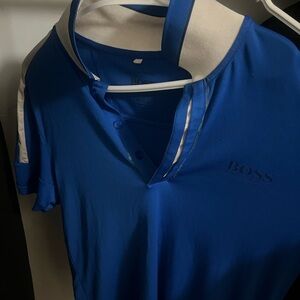 Hugo Boss Stretch Mesh Polo Shirt, Baby Blue/White - Size Medium, 9/10
